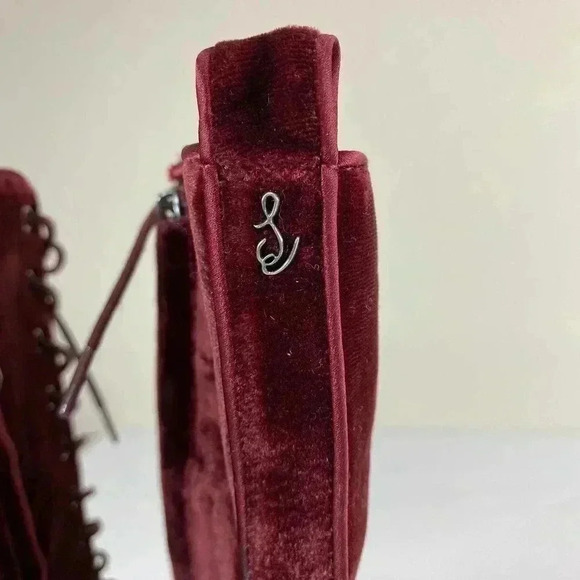 Sam Edelman Westie Brick Velvet 7.5 Chunky Heel Squared Toe Lace Up Boots - Picture 6 of 10